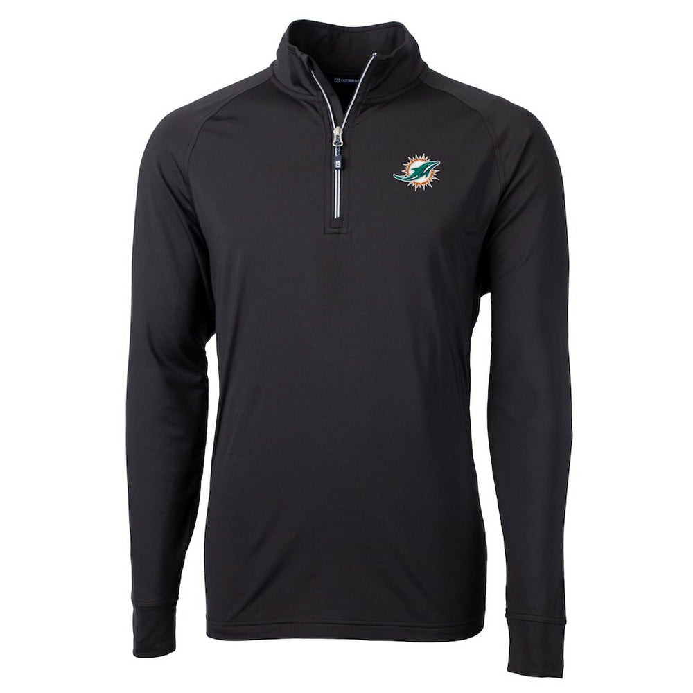 Miami Dolphins Cutter & Buck Big & Tall Adapt Eco DryTec Raglan Quarter-Zip Jacket - Black Jackets