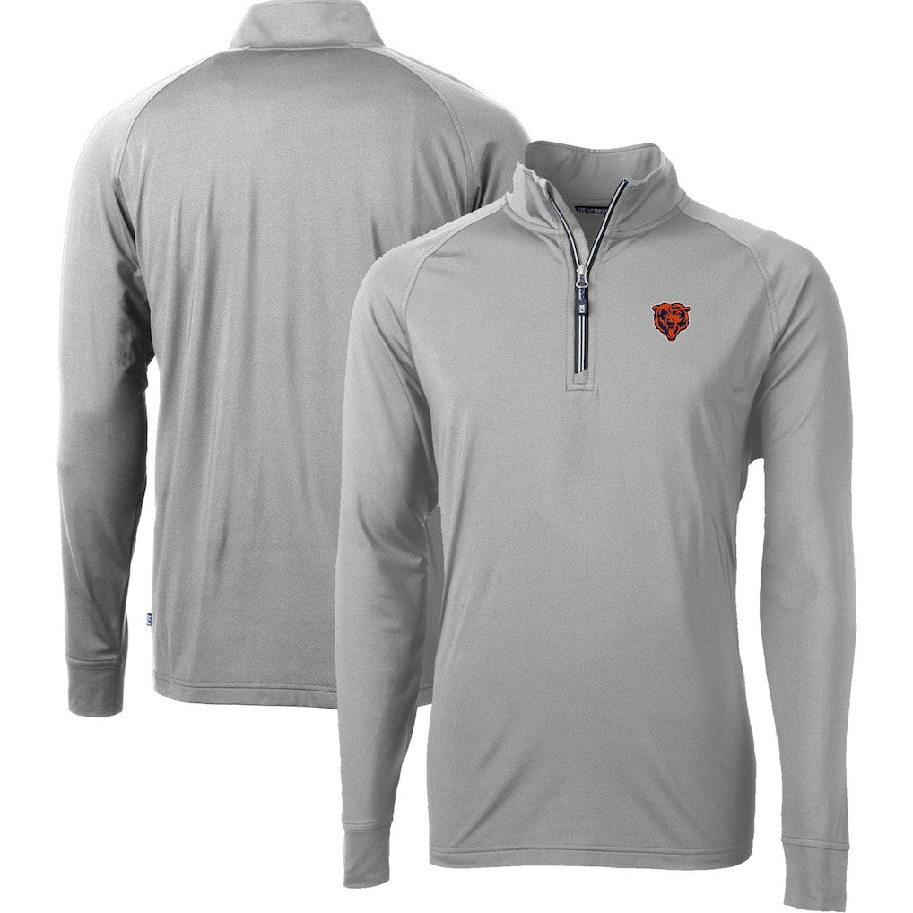Chicago Bears Cutter & Buck Big & Tall Adapt Eco DryTec Raglan Quarter-Zip Jacket - Gray Jackets