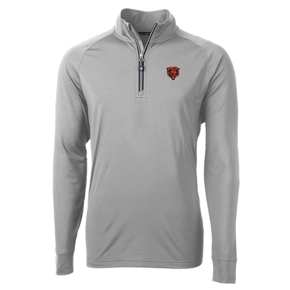 Chicago Bears Cutter & Buck Big & Tall Adapt Eco DryTec Raglan Quarter-Zip Jacket - Gray Jackets