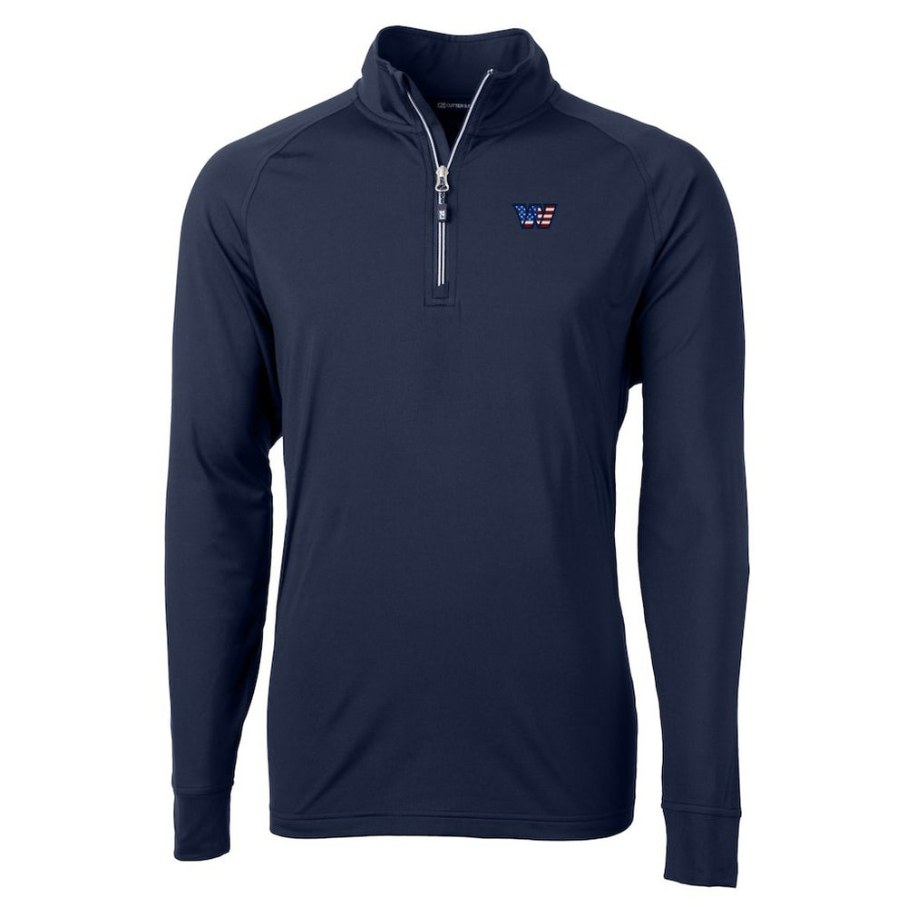 Washington Commanders Cutter & Buck Big & Tall Americana Adapt Eco DryTec Raglan Quarter-Zip Jacket - Navy Jackets