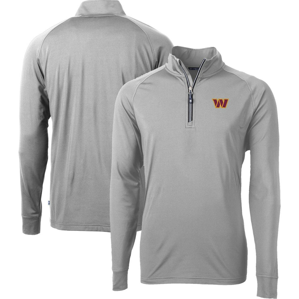 Washington Commanders Cutter & Buck Big & Tall Adapt Eco DryTec Raglan Quarter-Zip Jacket - Gray Jackets
