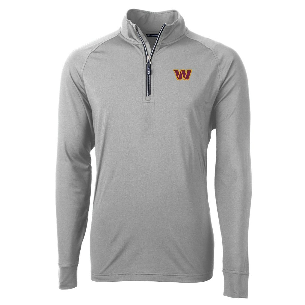 Washington Commanders Cutter & Buck Big & Tall Adapt Eco DryTec Raglan Quarter-Zip Jacket - Gray Jackets