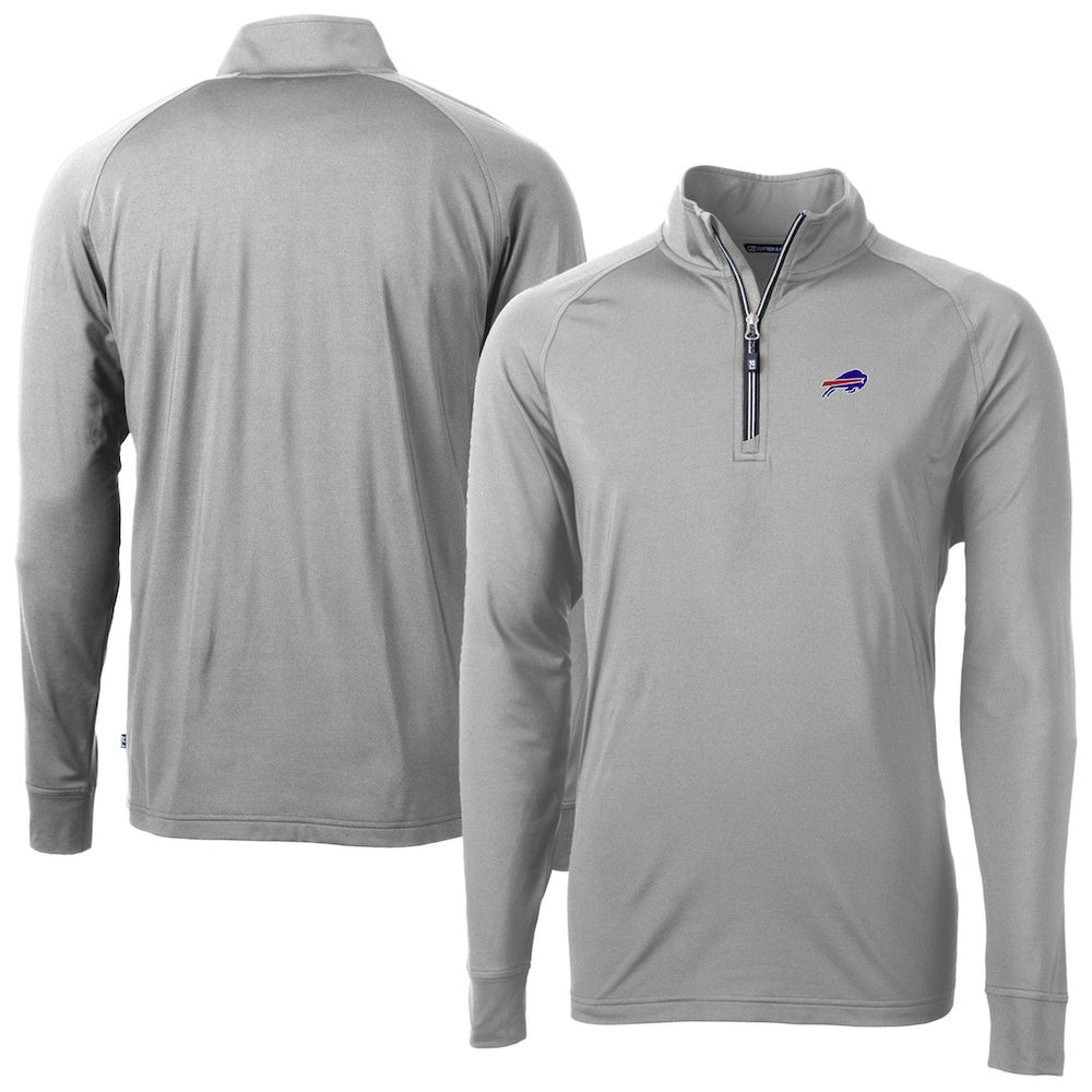 Buffalo Bills Cutter & Buck Big & Tall Adapt Eco DryTec Raglan Quarter-Zip Jacket - Gray Jackets