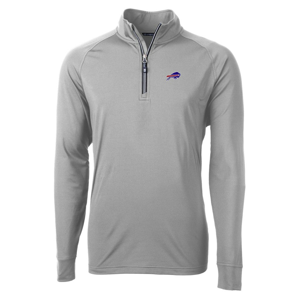 Buffalo Bills Cutter & Buck Big & Tall Adapt Eco DryTec Raglan Quarter-Zip Jacket - Gray Jackets