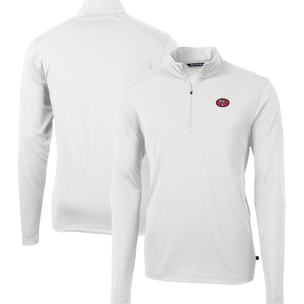 San Francisco 49ers Cutter & Buck Big & Tall Virtue Eco Pique Quarter-Zip Jacket - White Jackets
