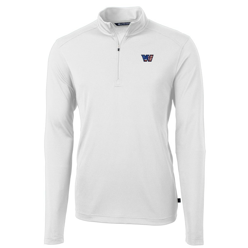 Washington Commanders Cutter & Buck Big & Tall Americana Virtue Eco Pique Quarter-Zip Jacket - White Jackets