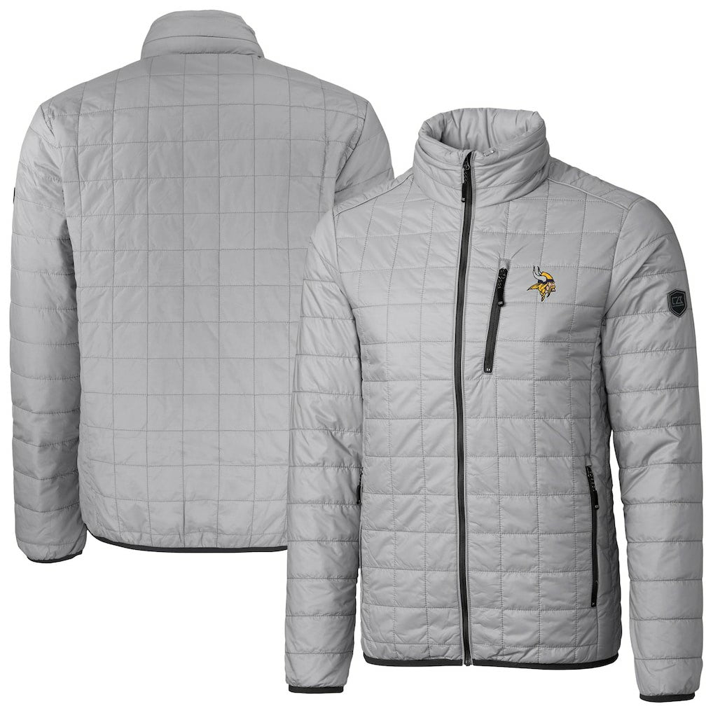Minnesota Vikings Cutter & Buck Big & Tall Rainier PrimaLoft Eco Insulated Full-Zip Hoodie Puffer Jacket - Gray Hoodies