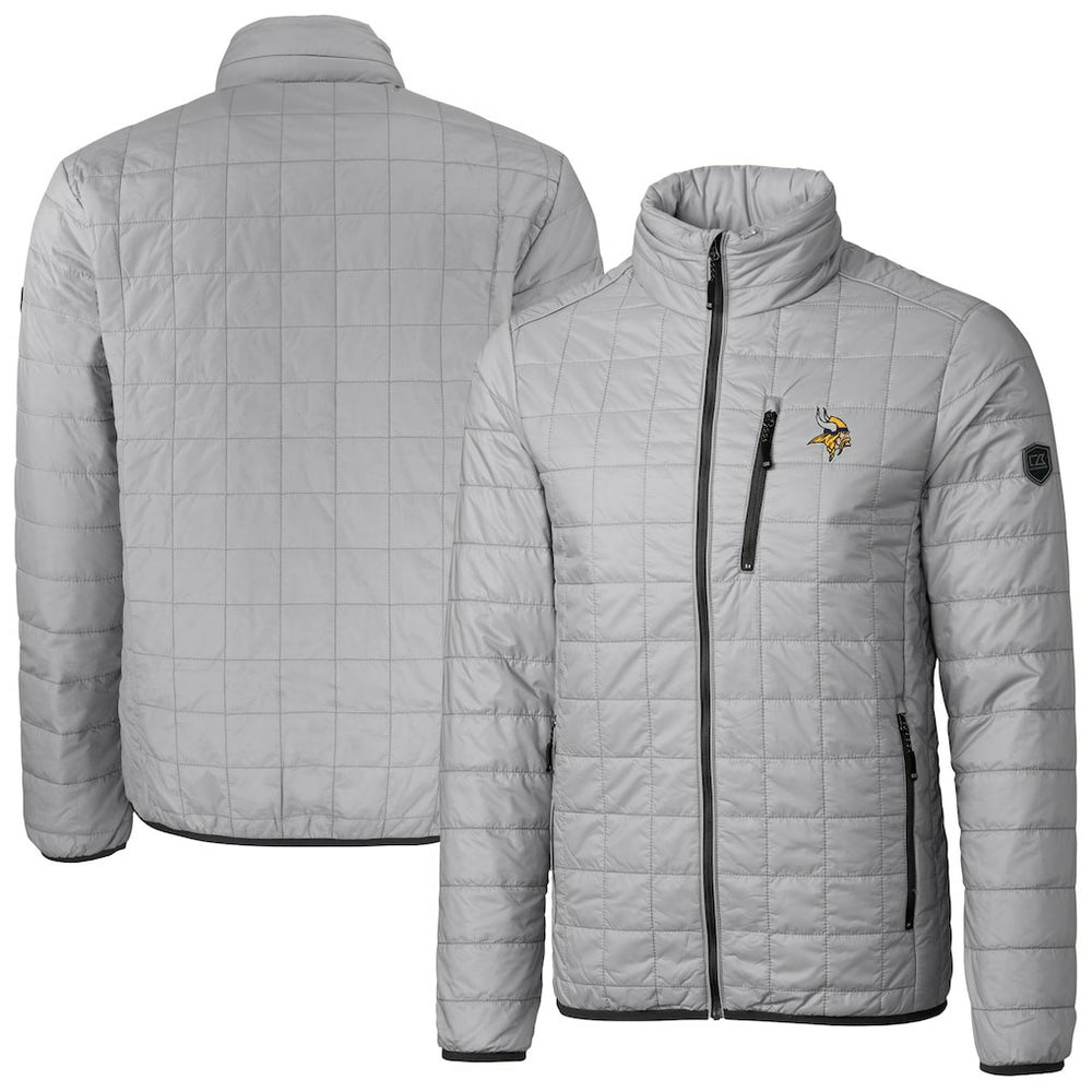 Minnesota Vikings Cutter & Buck Big & Tall Rainier PrimaLoft Eco Insulated Full-Zip Hoodie Puffer Jacket - Gray Hoodies