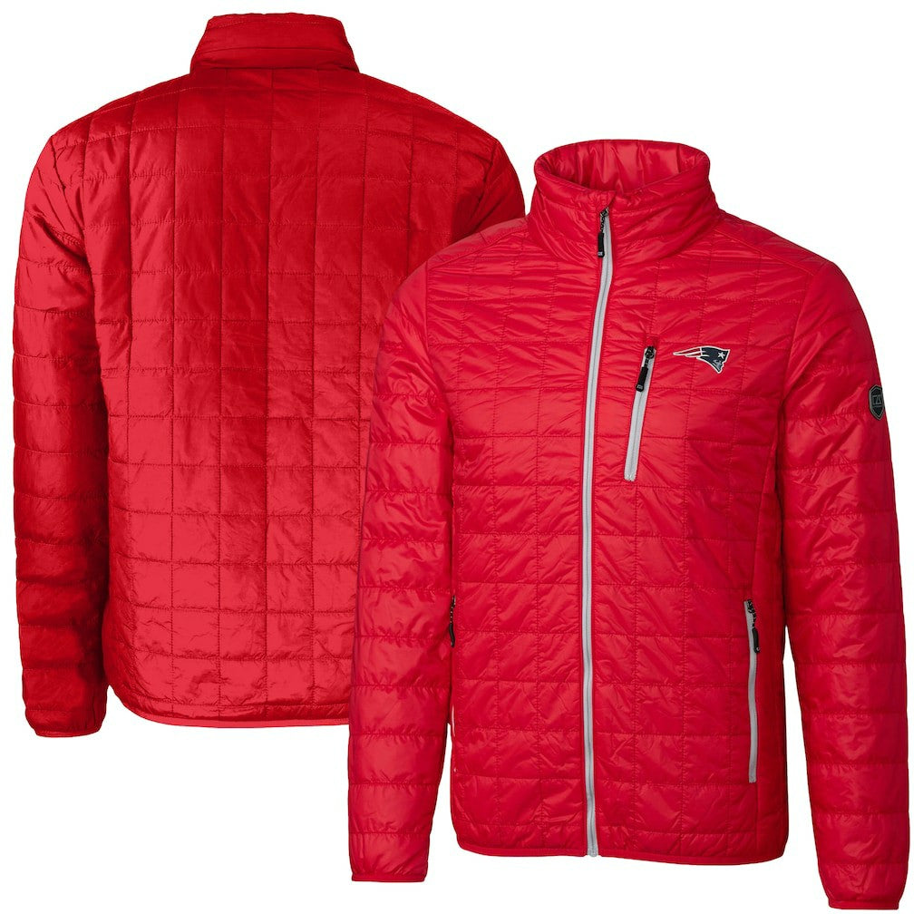 New England Patriots Cutter & Buck Big & Tall Rainier PrimaLoft Eco Insulated Full-Zip Hoodie Puffer Jacket - Red Hoodies