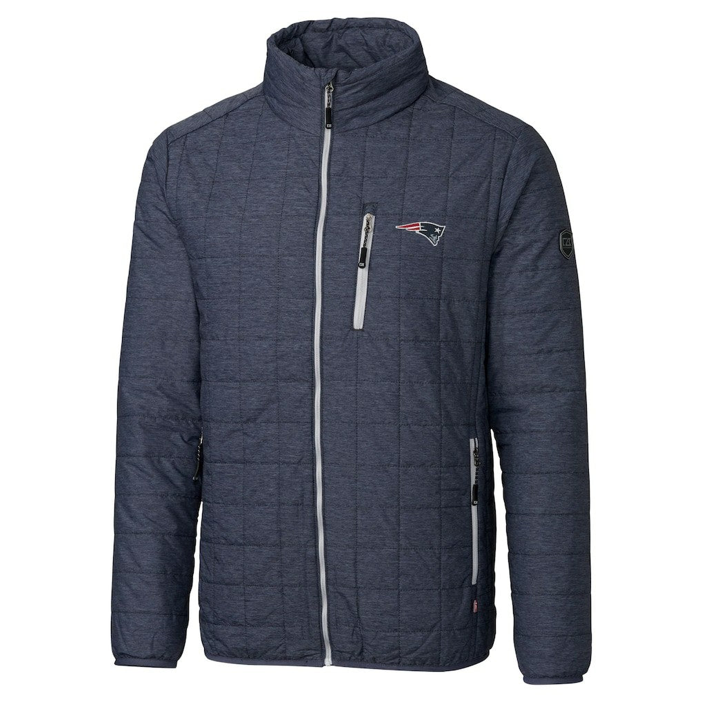 New England Patriots Cutter & Buck Big & Tall Rainier PrimaLoft Eco Insulated Full-Zip Hoodie Puffer Jacket - Navy Hoodies