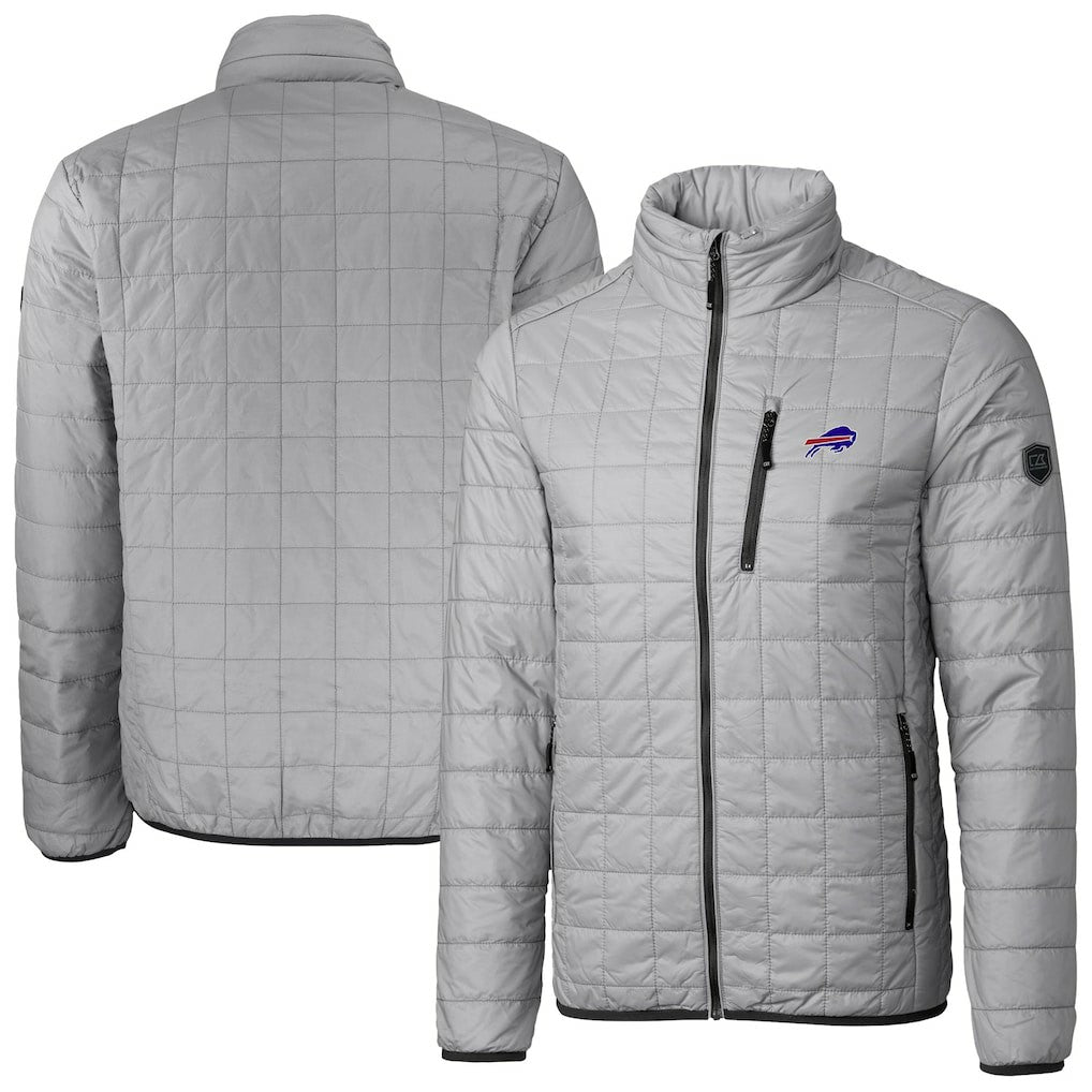 Buffalo Bills Cutter & Buck Big & Tall Rainier PrimaLoft Eco Insulated Full-Zip Hoodie Puffer Jacket - Gray Hoodies