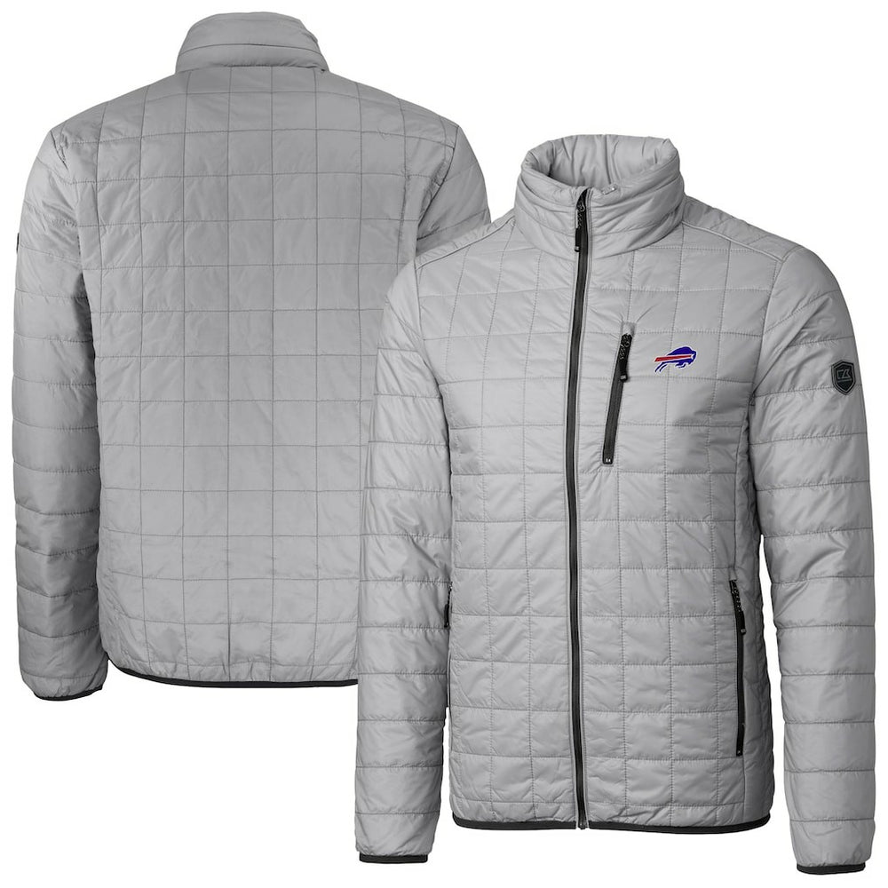 Buffalo Bills Cutter & Buck Big & Tall Rainier PrimaLoft Eco Insulated Full-Zip Hoodie Puffer Jacket - Gray Hoodies