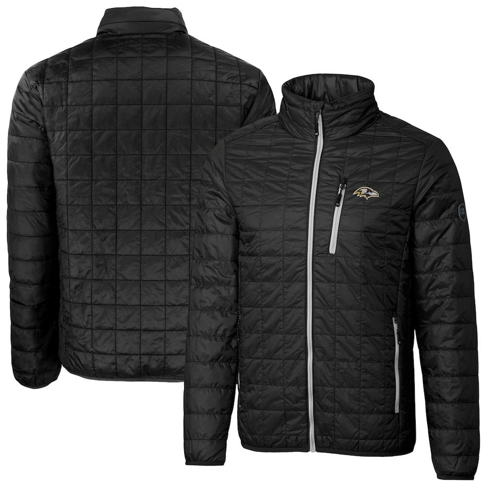 Baltimore Ravens Cutter & Buck Big & Tall Rainier PrimaLoft Eco Insulated Full-Zip Hoodie Puffer Jacket - Black Hoodies