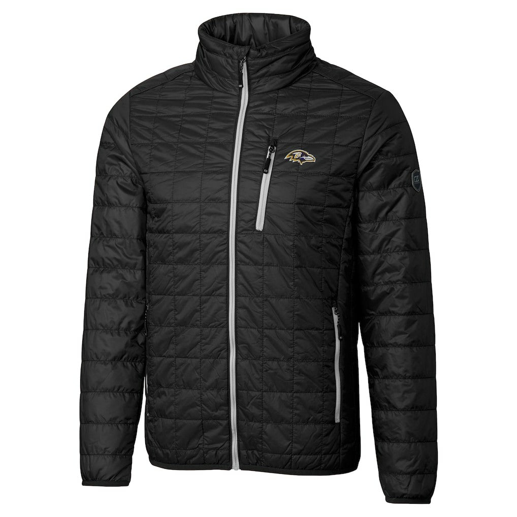 Baltimore Ravens Cutter & Buck Big & Tall Rainier PrimaLoft Eco Insulated Full-Zip Hoodie Puffer Jacket - Black Hoodies
