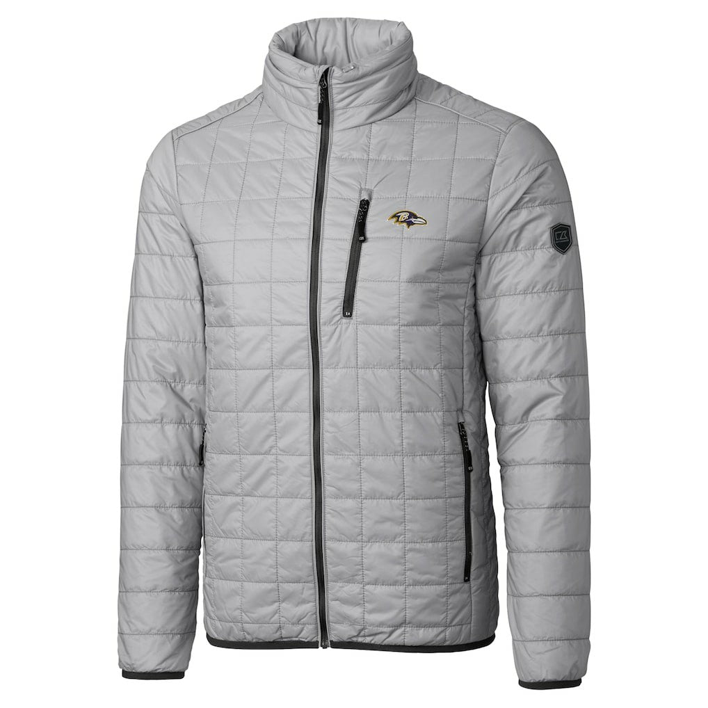 Baltimore Ravens Cutter & Buck Big & Tall Rainier PrimaLoft Eco Insulated Full-Zip Hoodie Puffer Jacket - Gray Hoodies