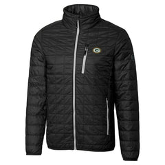 Green Bay Packers Cutter & Buck Big & Tall Rainier PrimaLoft Eco Insulated Full-Zip Hoodie Puffer Jacket - Black Hoodies