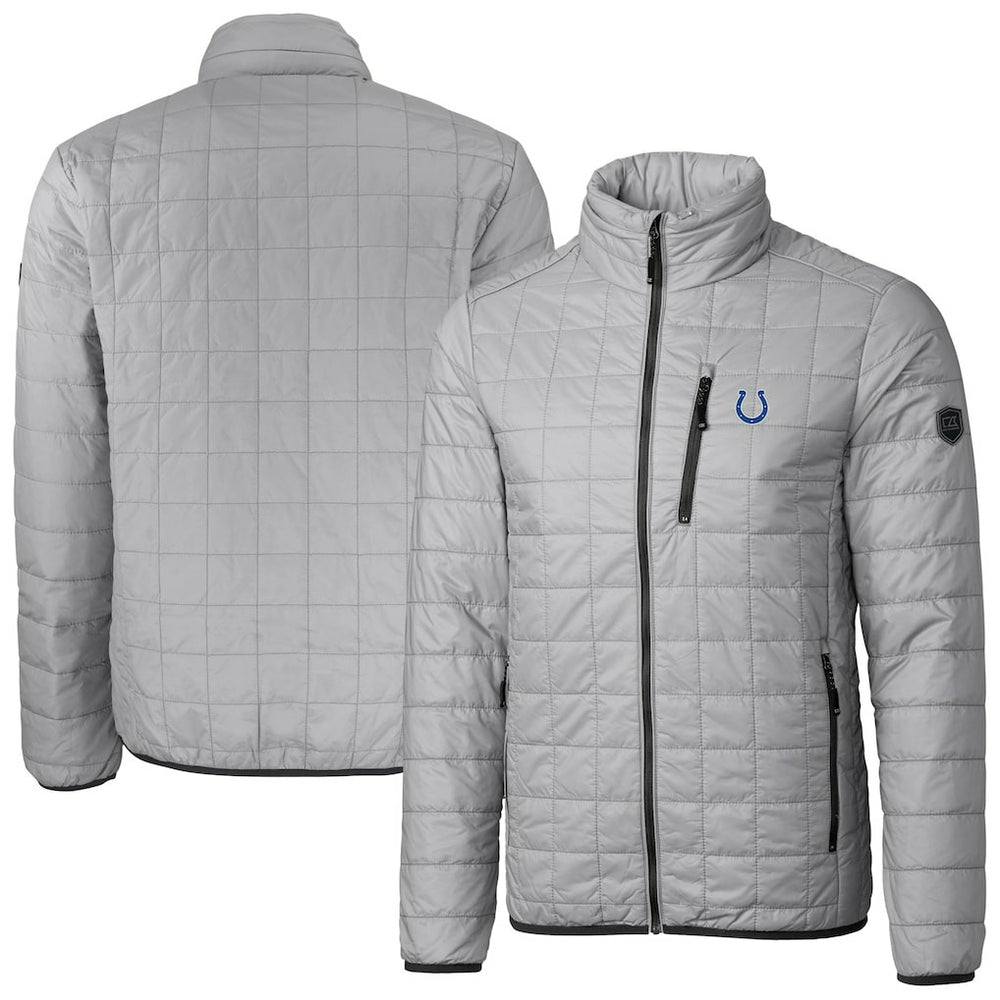 Indianapolis Colts Cutter & Buck Big & Tall Rainier PrimaLoft Eco Insulated Full-Zip Hoodie Puffer Jacket - Gray Hoodies