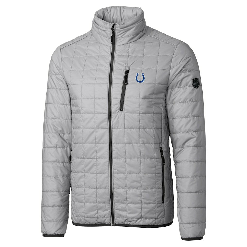 Indianapolis Colts Cutter & Buck Big & Tall Rainier PrimaLoft Eco Insulated Full-Zip Hoodie Puffer Jacket - Gray Hoodies