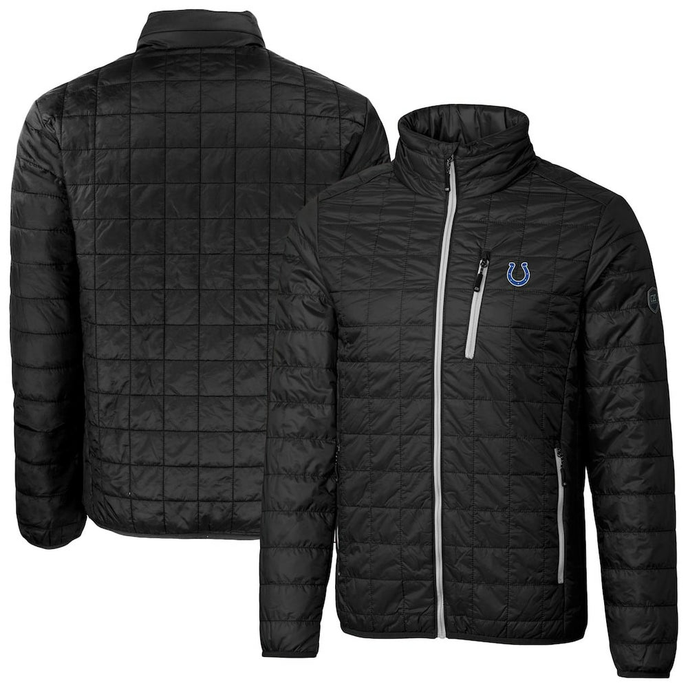 Indianapolis Colts Cutter & Buck Big & Tall Rainier PrimaLoft Eco Insulated Full-Zip Hoodie Puffer Jacket - Black Hoodies