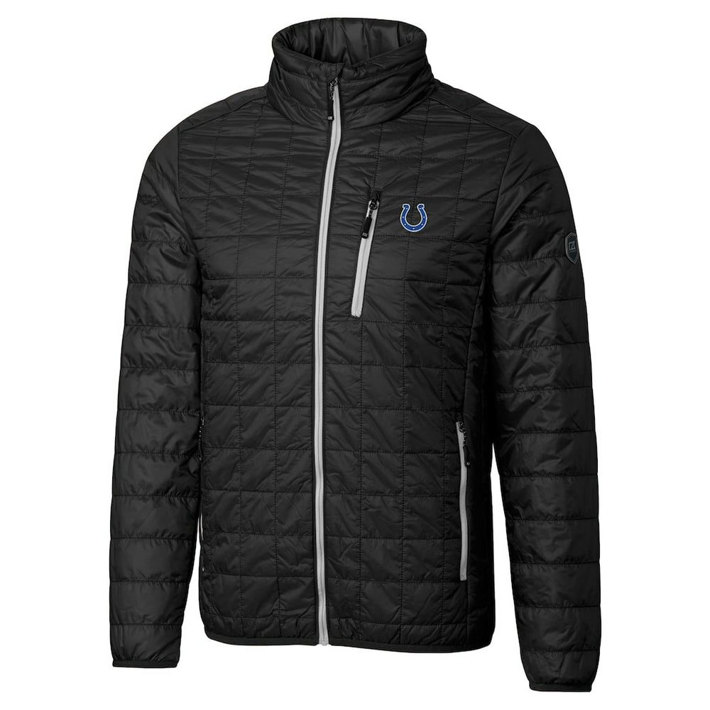 Indianapolis Colts Cutter & Buck Big & Tall Rainier PrimaLoft Eco Insulated Full-Zip Hoodie Puffer Jacket - Black Hoodies