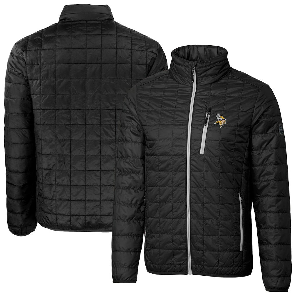 Minnesota Vikings Cutter & Buck Big & Tall Rainier PrimaLoft Eco Insulated Full-Zip Hoodie Puffer Jacket - Black Hoodies