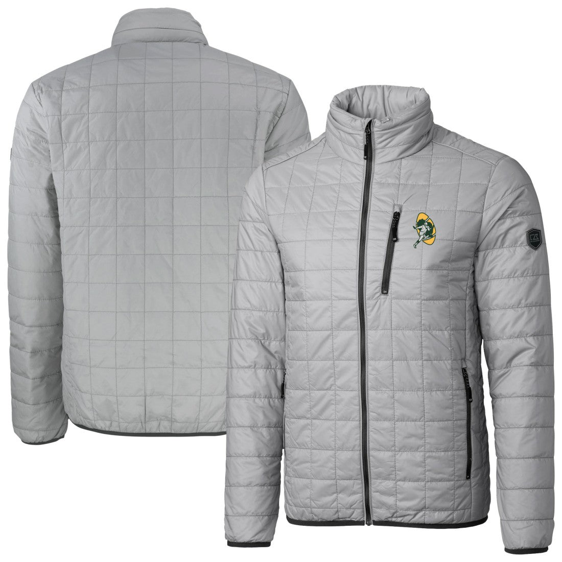 Green Bay Packers Cutter & Buck Big & Tall Rainier PrimaLoft Eco Insulated Full-Zip Puffer Jacket - Gray Jackets