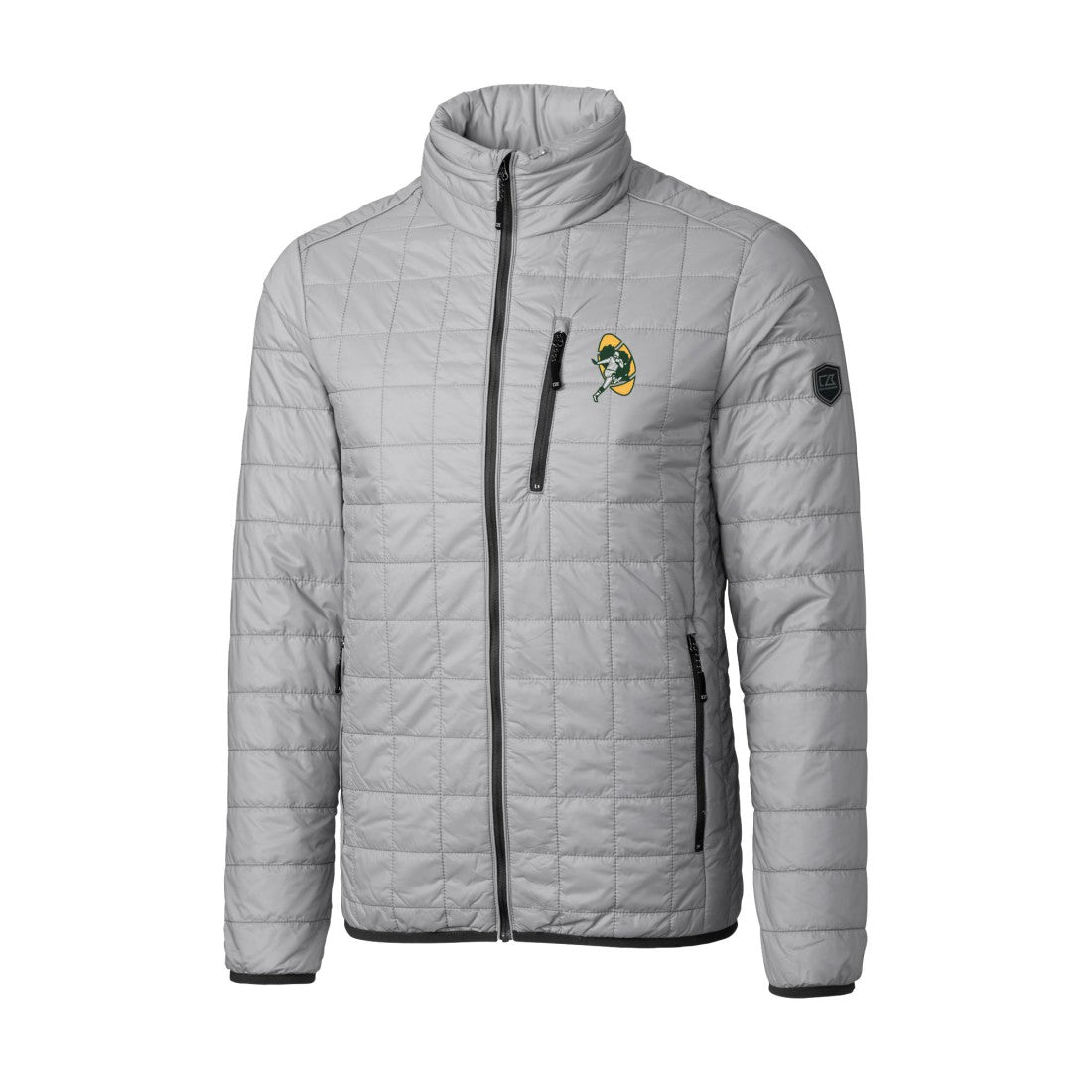 Green Bay Packers Cutter & Buck Big & Tall Rainier PrimaLoft Eco Insulated Full-Zip Puffer Jacket - Gray Jackets