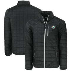 Miami Dolphins Cutter & Buck Big & Tall Rainier PrimaLoft Eco Insulated Full-Zip Puffer Jacket - Black Jackets