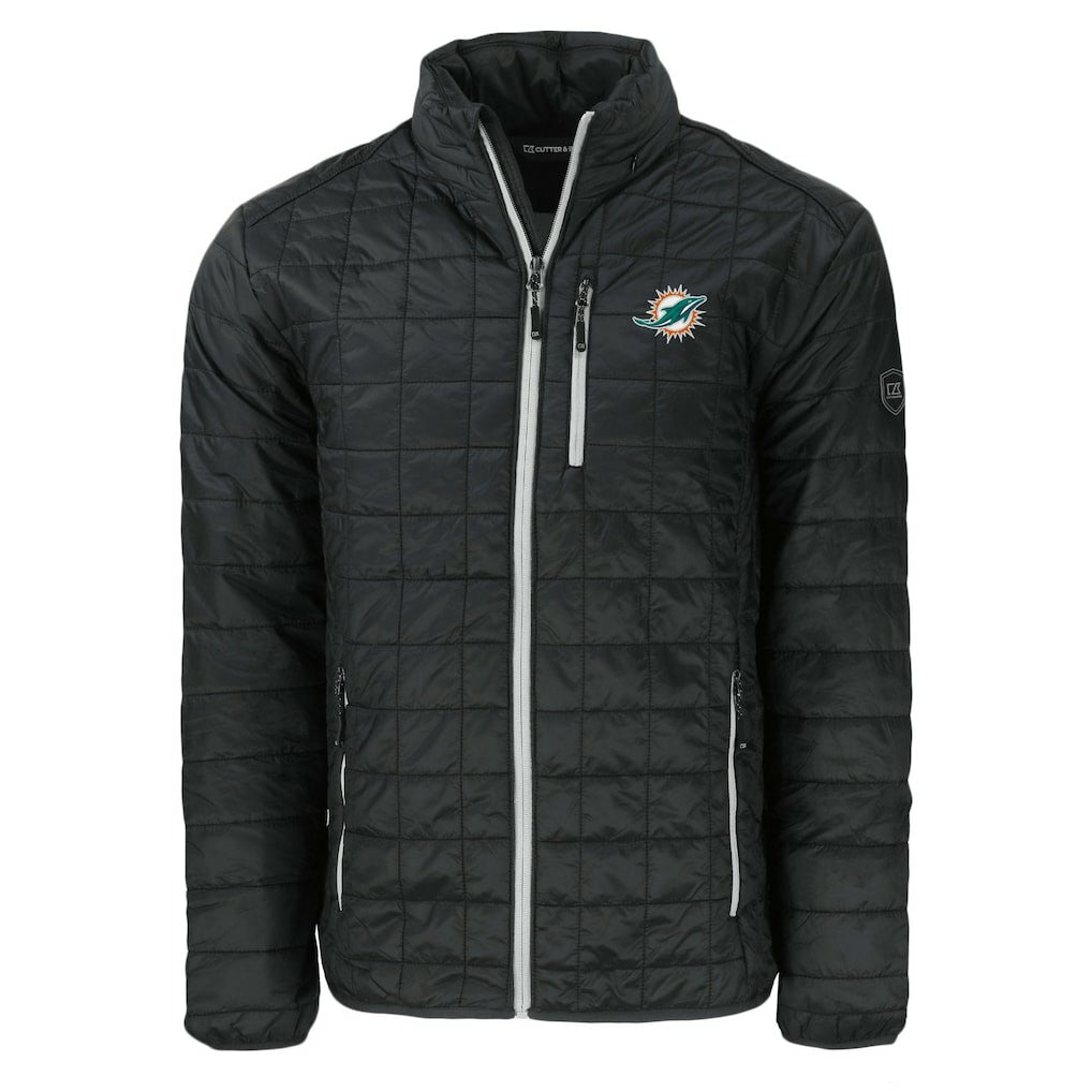 Miami Dolphins Cutter & Buck Big & Tall Rainier PrimaLoft Eco Insulated Full-Zip Puffer Jacket - Black Jackets