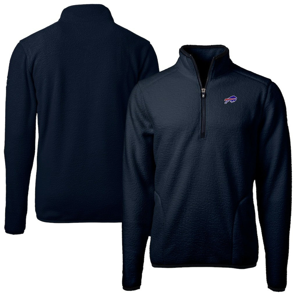 Buffalo Bills Cutter & Buck Big & Tall Cascade Eco Fleece Quarter-Zip Jacket - Navy Jackets