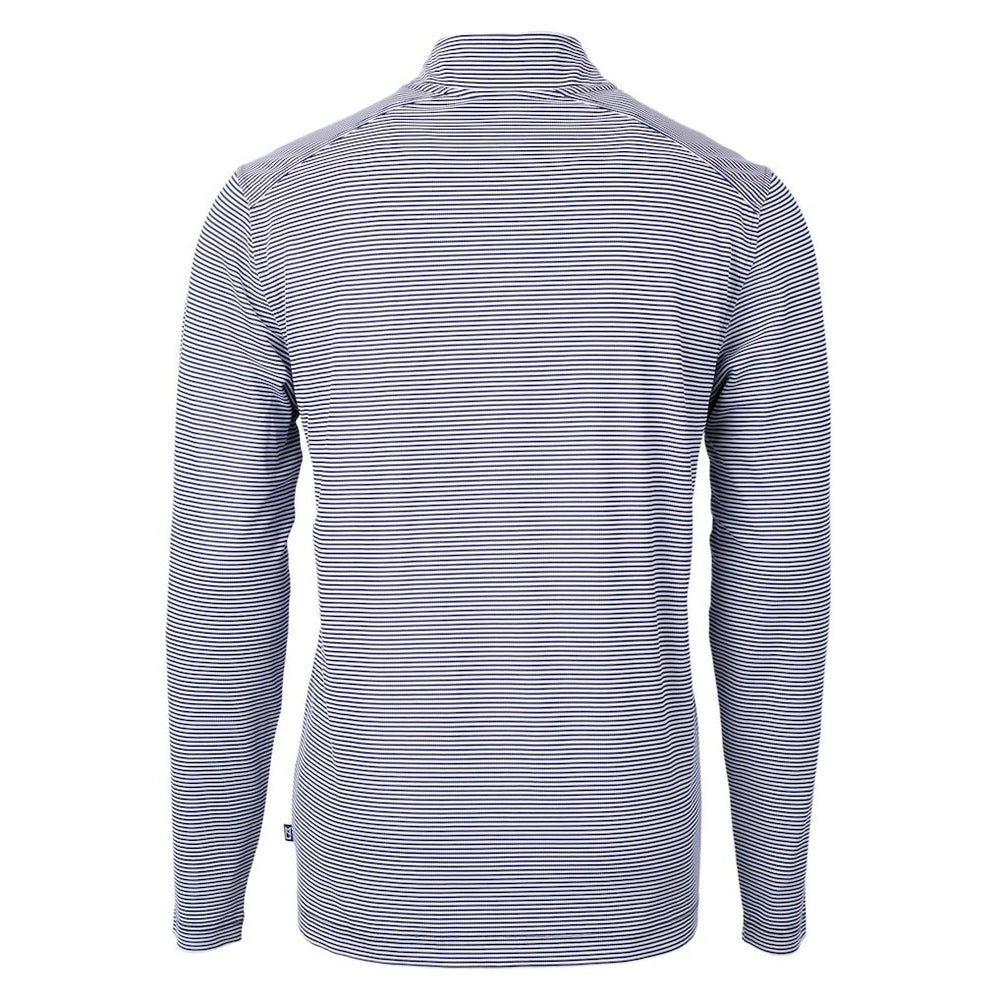 Chicago Bears Cutter & Buck Big & Tall Virtue Eco Pique Micro Stripe Tri-Blend Quarter-Zip Jacket - Navy Jackets