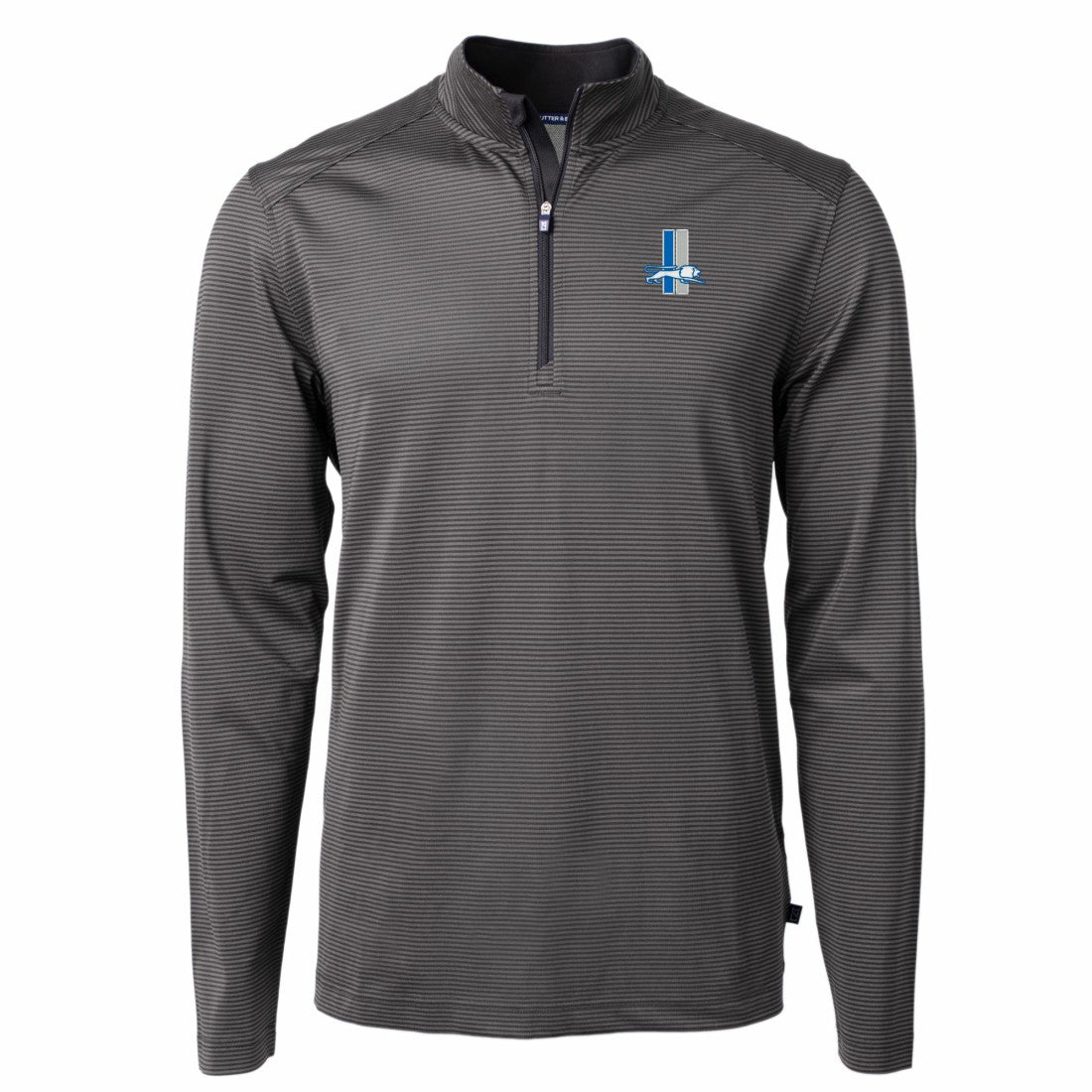 Detroit Lions Cutter & Buck Big & Tall Virtue Eco Pique Micro Stripe Tri-Blend Quarter-Zip Jacket - Black Jackets