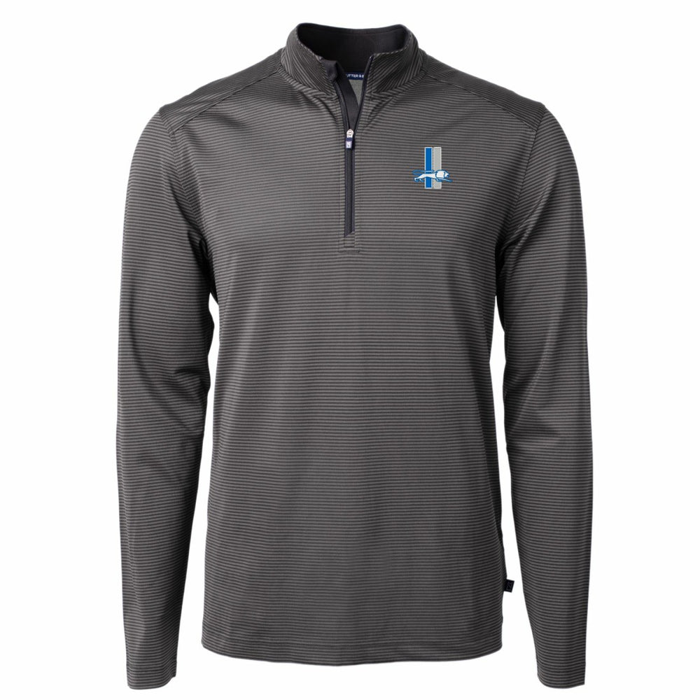 Detroit Lions Cutter & Buck Big & Tall Virtue Eco Pique Micro Stripe Tri-Blend Quarter-Zip Jacket - Black Jackets