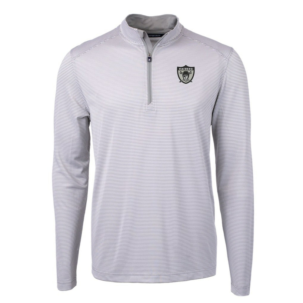 Las Vegas Raiders Cutter & Buck Big & Tall Virtue Eco Pique Micro Stripe Tri-Blend Quarter-Zip Jacket - Gray Jackets