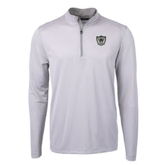 Las Vegas Raiders Cutter & Buck Big & Tall Virtue Eco Pique Micro Stripe Tri-Blend Quarter-Zip Jacket - Gray Jackets