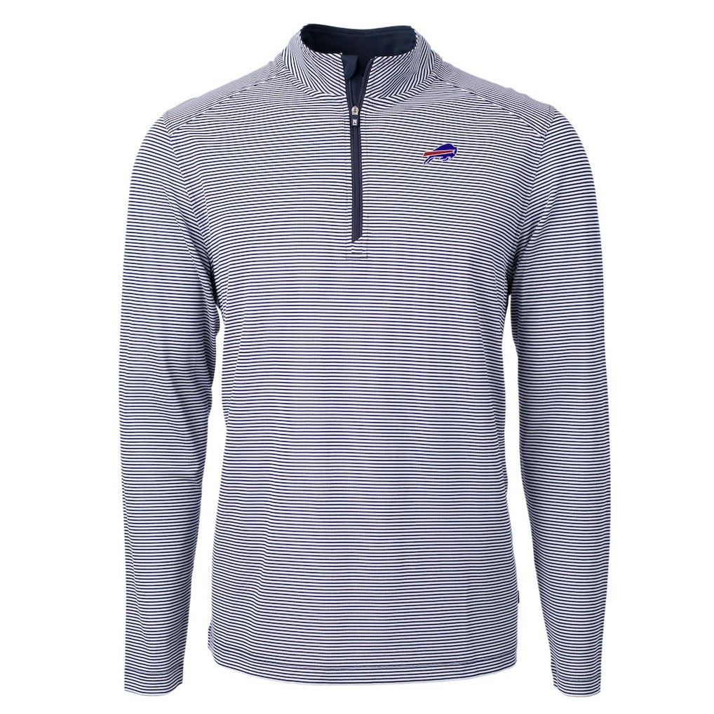 Buffalo Bills Cutter & Buck Big & Tall Virtue Eco Pique Micro Stripe Tri-Blend Quarter-Zip Jacket - Navy Jackets