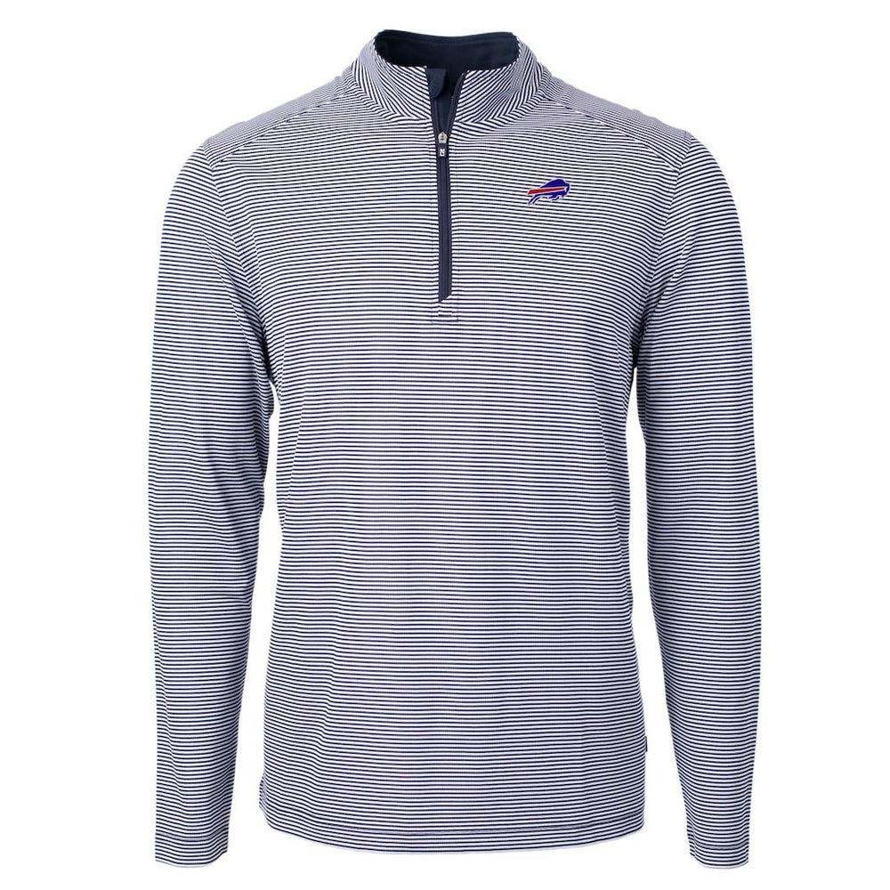 Buffalo Bills Cutter & Buck Big & Tall Virtue Eco Pique Micro Stripe Tri-Blend Quarter-Zip Jacket - Navy Jackets