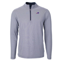 Buffalo Bills Cutter & Buck Big & Tall Virtue Eco Pique Micro Stripe Tri-Blend Quarter-Zip Jacket - Navy Jackets