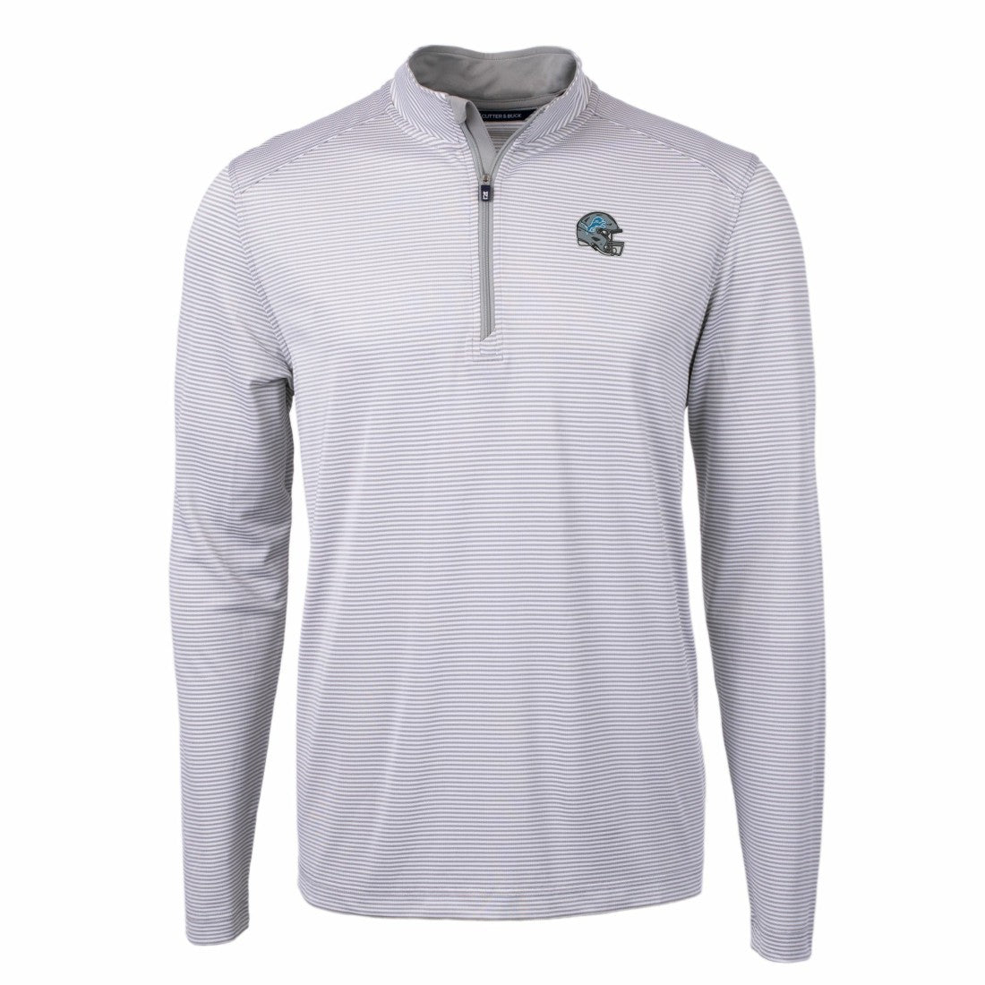 Detroit Lions Cutter & Buck Big & Tall Virtue Eco Pique Micro Stripe Tri-Blend Quarter-Zip Jacket - Gray Jackets