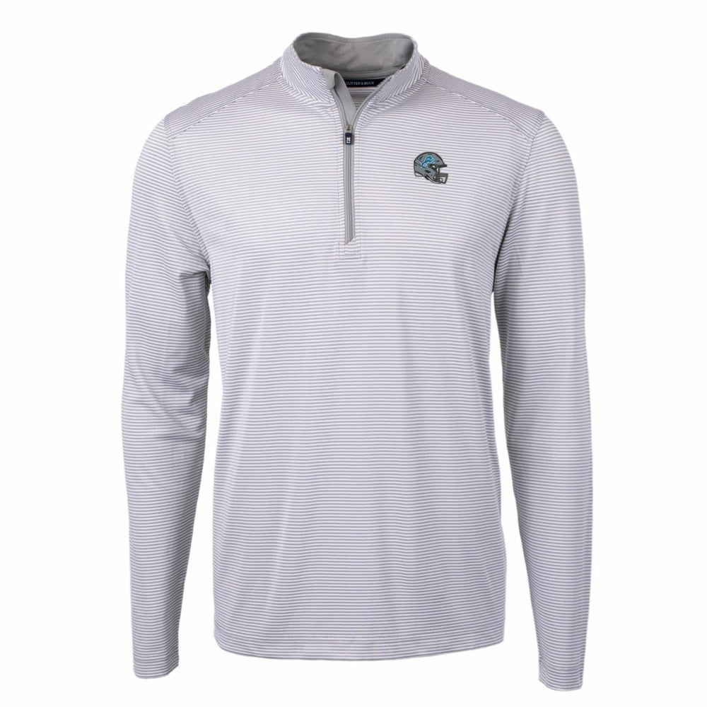 Detroit Lions Cutter & Buck Big & Tall Virtue Eco Pique Micro Stripe Tri-Blend Quarter-Zip Jacket - Gray Jackets