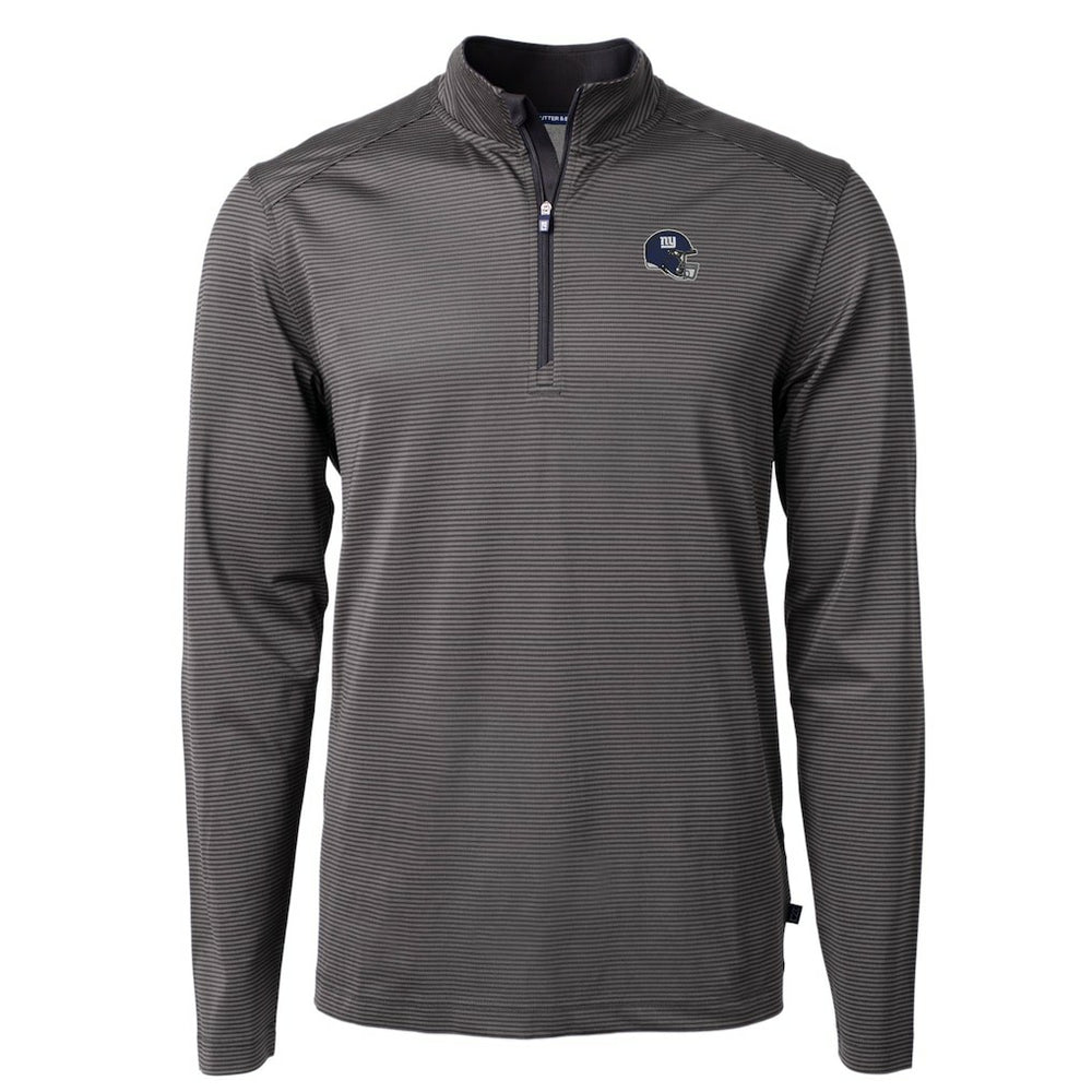 New York Giants Cutter & Buck Big & Tall Virtue Eco Pique Micro Stripe Tri-Blend Quarter-Zip Jacket - Black Jackets
