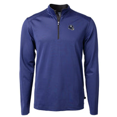 New York Giants Cutter & Buck Big & Tall Virtue Eco Pique Micro Stripe Tri-Blend Quarter-Zip Jacket - Royal Jackets