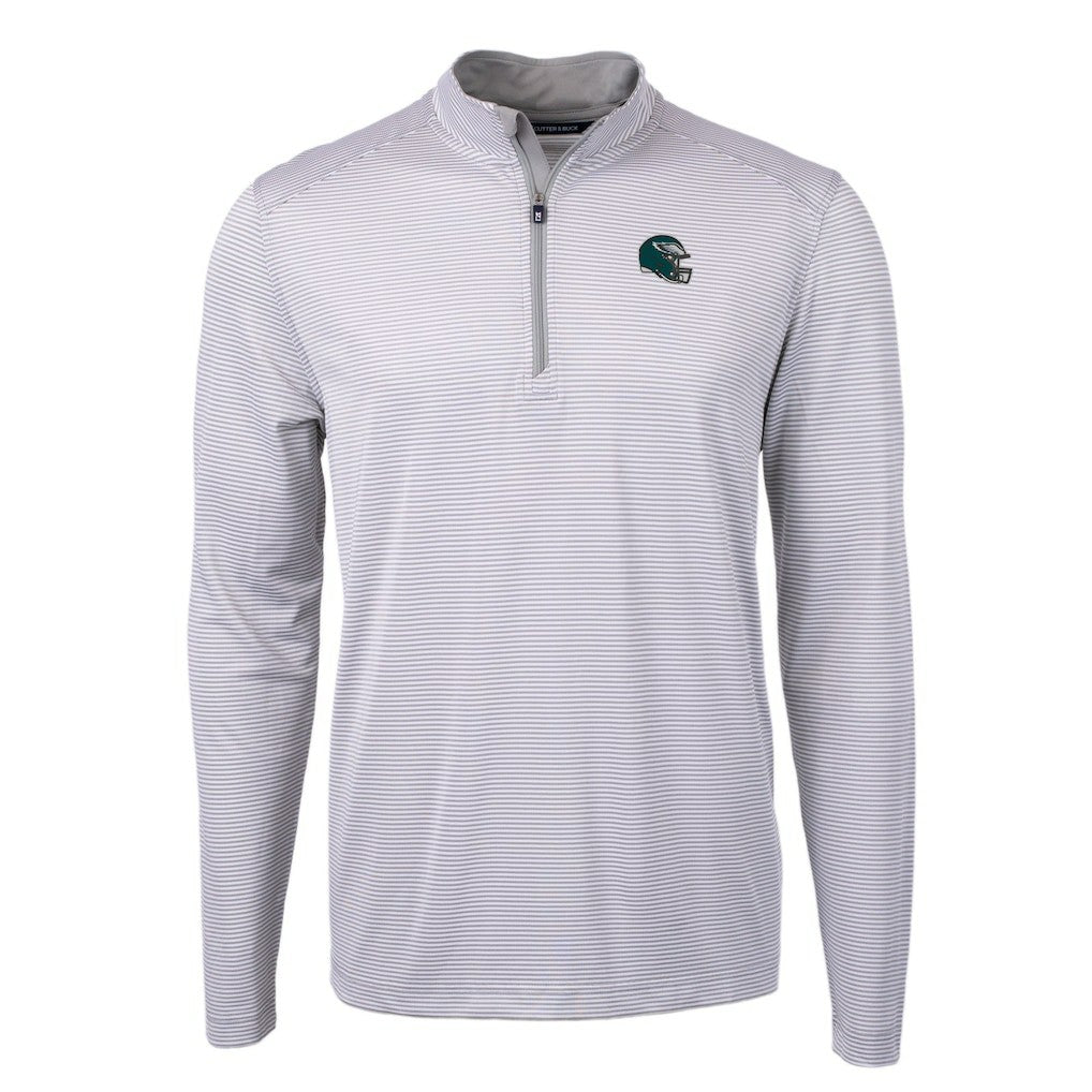 Philadelphia Eagles Cutter & Buck Big & Tall Virtue Eco Pique Micro Stripe Tri-Blend Quarter-Zip Jacket - Gray Jackets