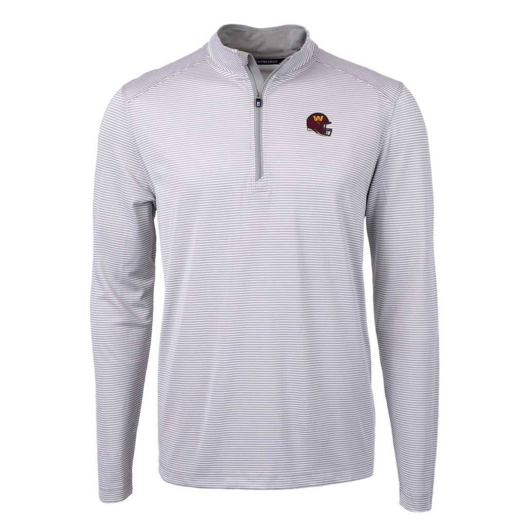 Washington Commanders Cutter & Buck Big & Tall Virtue Eco Pique Micro Stripe Tri-Blend Quarter-Zip Jacket - Gray Jackets
