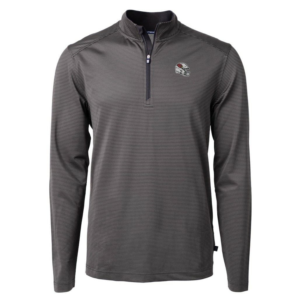 Arizona Cardinals Cutter & Buck Big & Tall Virtue Eco Pique Micro Stripe Tri-Blend Quarter-Zip Jacket - Black Jackets