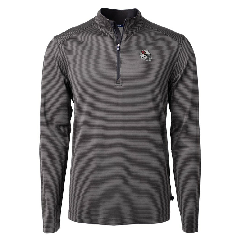 Arizona Cardinals Cutter & Buck Big & Tall Virtue Eco Pique Micro Stripe Tri-Blend Quarter-Zip Jacket - Black Jackets