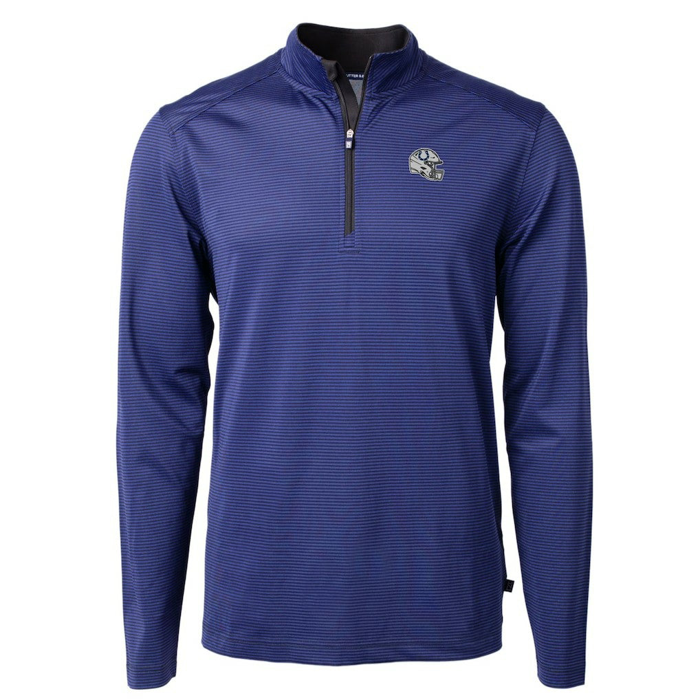 Indianapolis Colts Cutter & Buck Big & Tall Virtue Eco Pique Micro Stripe Tri-Blend Quarter-Zip Jacket - Royal Jackets