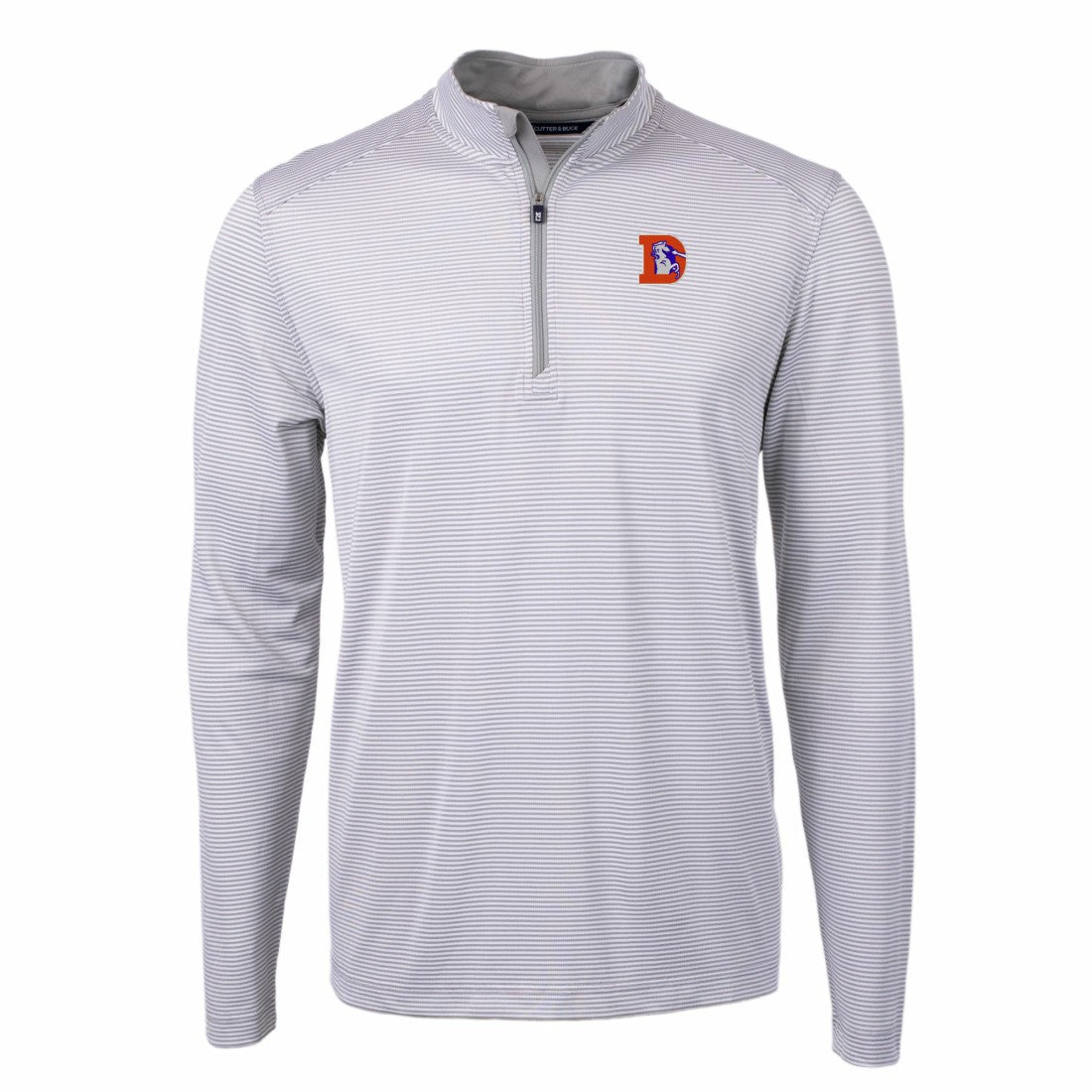 Denver Broncos Cutter & Buck Big & Tall Virtue Eco Pique Micro Stripe Tri-Blend Quarter-Zip Jacket - Gray Jackets