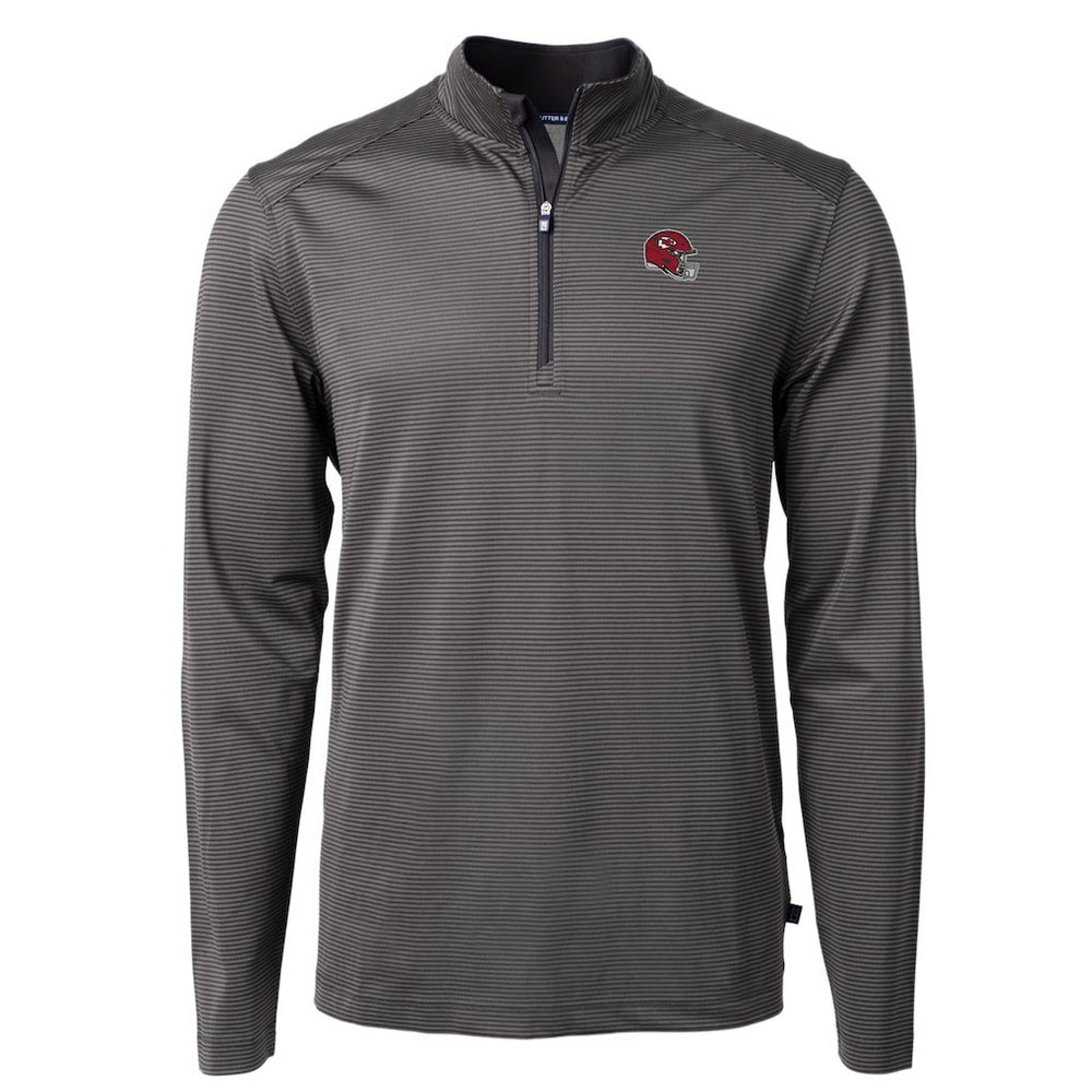 Kansas City Chiefs Cutter & Buck Big & Tall Virtue Eco Pique Micro Stripe Tri-Blend Quarter-Zip Jacket - Black Jackets