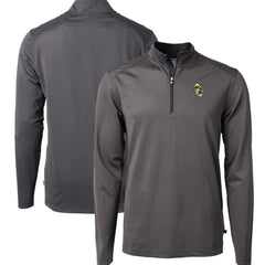 Green Bay Packers Cutter & Buck Big & Tall Virtue Eco Pique Micro Stripe Tri-Blend Quarter-Zip Jacket - Black Jackets